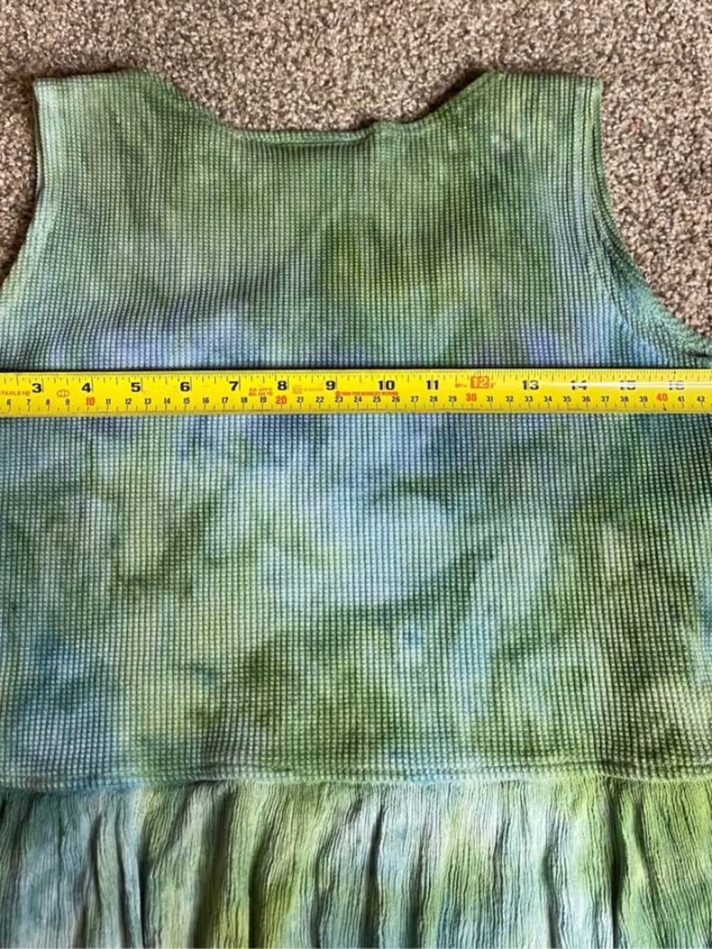 Rare Barbara Lesser Tie-Dye Maxi Dress Made in USA Green Blue Cotton Rayon Women - Picture 5 of 7